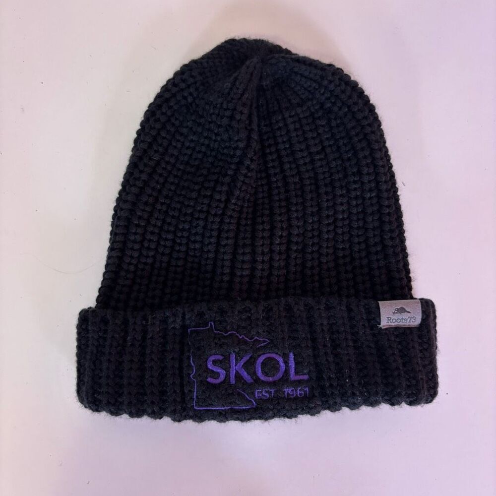 Roots Minnesota Vikings Skol Black Ribbed Cuffed‎ Winter Hat One Size